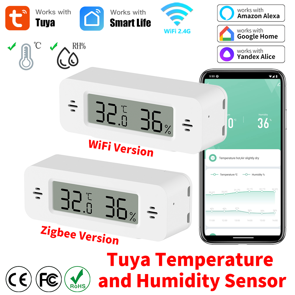 Digital Hygrometer Probe - Tuya WiFi/Zigbee مستشعر درجة الحرارة والرطوبة