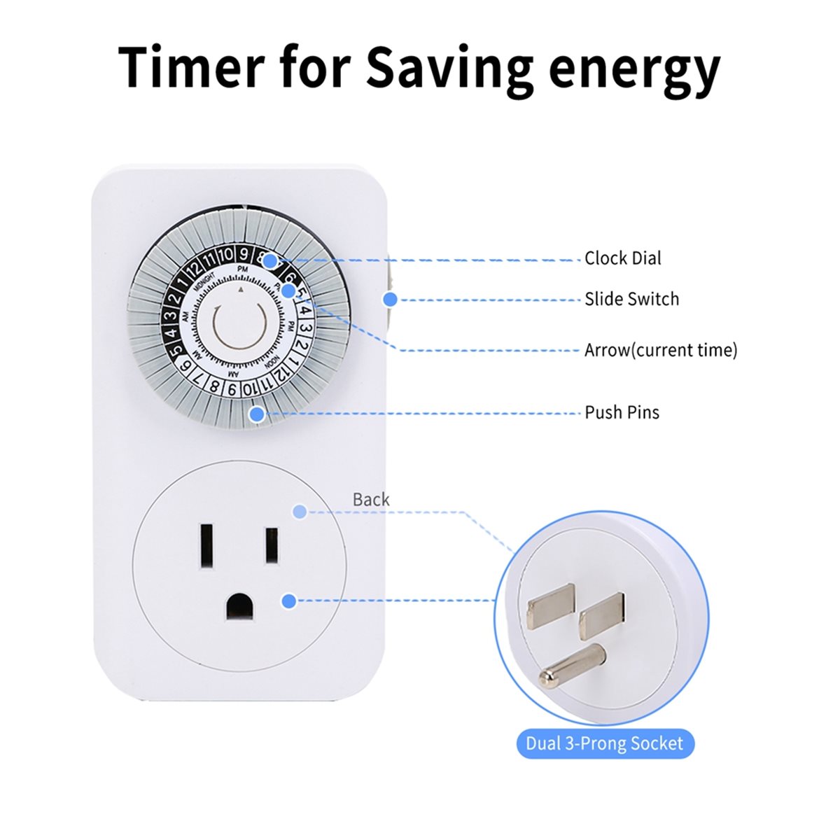 Timer Dual Outlet - مؤقت ميكانيكي داخلي صغير N86R يعمل
