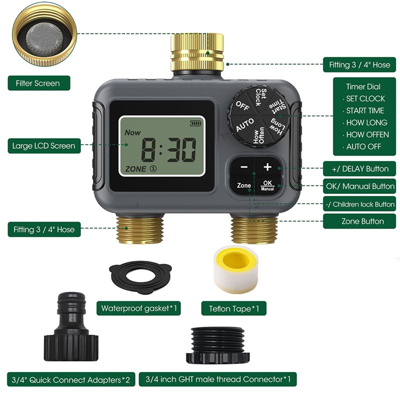 AY14 - مؤقت ري أوتوماتيكي بمخر - مراجعة Timer Dual Outlet وسعره